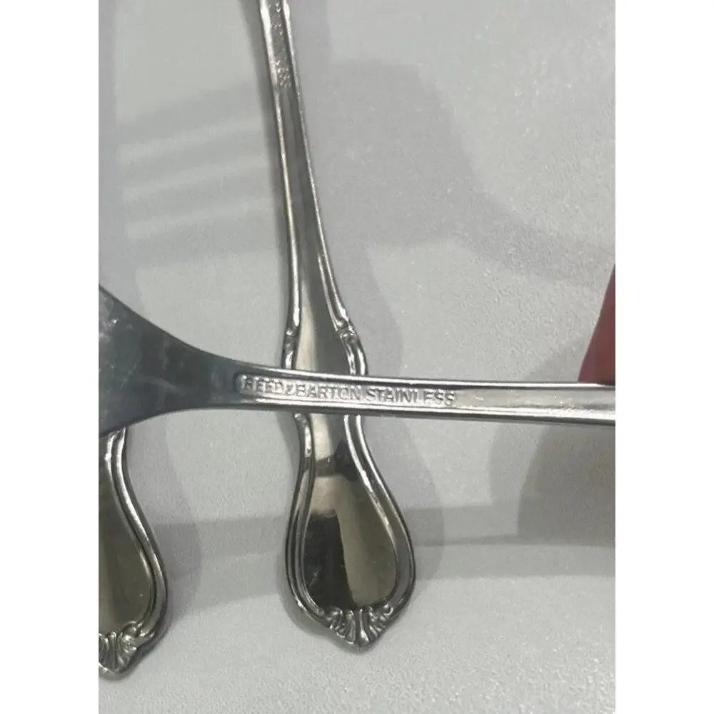 Reed & Barton CAMELOT Set of 4 Flatware 2 Teaspoons 2 Salad Forks 6.5” Stainless